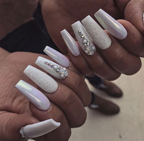 coffin nails with rhinestones and glitter